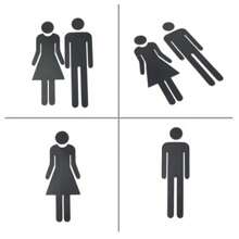 2 件装 WC 墙贴 厕所标志 洗手间盥洗室标牌 牌匾 镜面 男女门标志 招牌海报 墙门装饰配件 最佳礼物