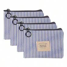 1/3/4pcs Cute Wallet Women Fabric Key Cartoon Square Pouch Letter Striped Print Zipper Canvas Bags For Girls For Women Wallet Mini Wallet Purse Wallet Coin Wallet