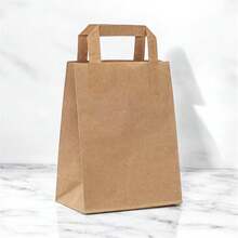 HOT BARGAINS 50 X Brown Paper Bags With Handles | Takeaway Carriers - Brown - View 2