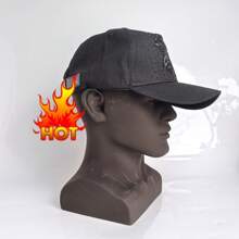 可调节深色新款字母棒球帽、网球帽、派对帽、休闲帽 - 黑色 - 查看 1