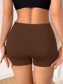 无缝弹力短裤，丝滑冰丝不走光短裤，防摩擦舒适不卷边女士内裤，女士内衣，女士三角裤，适合春夏穿着 - 棕色 - 查看 5