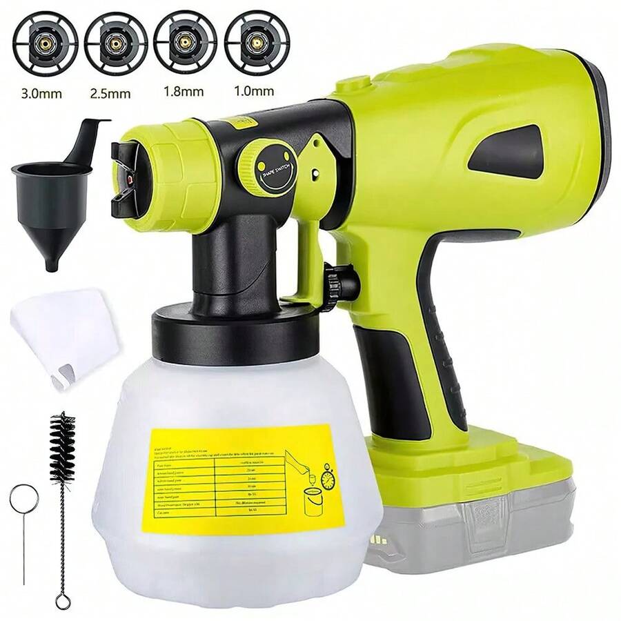 1 Set Of Green 1000ml ABS Plastic Spray Gun, Safe And Convenient Adjustable Gun, Suitable For Painting Doors, Windows, Walls, Fences, Floors, Ceilings, Flooring, Cabinets, Household Furniture And Other Articles - Green - View 1