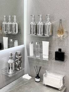 1 pezzo Scaffali portaoggetti montaggio a parete trasparente senza perforazione