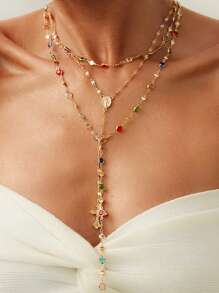 3pcs/Set Elegant Cross Rhinestone Pendant Necklace Set, Suitable For Women's Daily Wear