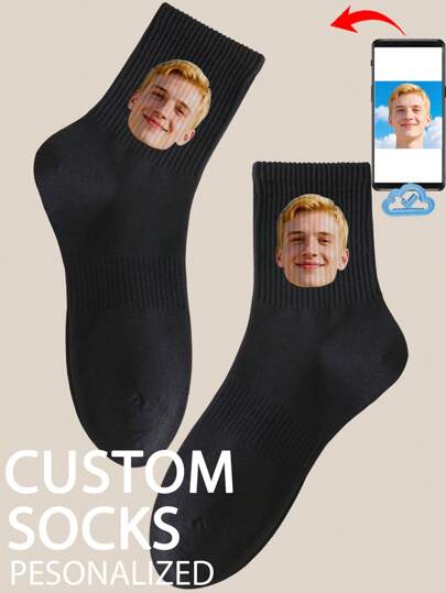 1 par de calcetines personalizados de tripulación, calcetines con foto personalizada, calcetines de pareja, calcetines con foto personalizada, calcetines con impresión personalizada, calcetines divertidos con cara personalizada, calcetines con imagen personalizada, pon cualquier cara en los calcetines, regalo de aniversario, regalo de San Valentín, regalo de cumpleaños, regalo de boda, regalo del Día de la Madre, regalo del Día del Padre, regalo para el mejor amigo, regalo para mamá/papá, regalo para novia/novio, calcetines de otoño