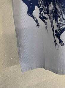 Plus Size Men's Summer New Short Sleeve Polo Shirt, Floral Print, Plus Size Stylish Fashion - Blue - View 4