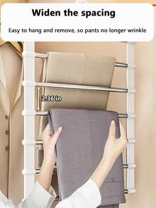 1 pieza Estante multiusos para pantalones - Organizador de armario ahorra espacio, antideslizante para corbatas, bufandas, vaqueros, pantalones, con estructura multinivel resistente, adecuado para todas las estaciones. (Este producto requiere autoensamblaje. Fácil instalación y uso.) - Blanco - Ver 4