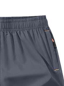 Tween Boys Breathable Loose Solid Color Elastic Waist Shorts, Sports Wear - Dark Grey - View 4