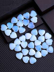 20Pcs Artificial Opal Carved Heart Stones Set - Gifts For Couples, Anniversary Gifts, Home Decor & Desktop Decorations - 淺藍色 - 查看 3