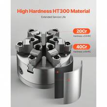 6-Jaw Lathe Chuck, 6 Inch (160 Mm), Self-Centering Chuck With D1-4 Cam Lock Backing Plate, 0.12-5.71 In (3-145 Mm) Clamping Range With T-Wrench Screws, HT300 Material, For Wood Metal Lathe - 銀色 - 查看 2