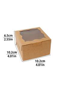 5 piezas/10 piezas/20 piezas/30 piezas Caja de pan estilo INS Macaron, Caja pequeña de pastel con ventana, Caja de rebanada de pastel, Caja de galletas, Caja pequeña de aperitivos, Caja pequeña de pastel, Adecuada para postres, fresas, pasteles - Papel - Ver 2