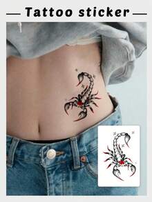 1 件临时纹身贴纸，诱人的蝎子图案，防水、防汗，一次性使用 - 彩色 - 查看 3