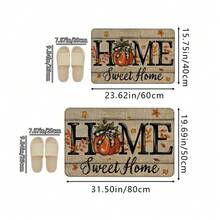 1 pieza Felpudo de entrada con estampado de calabaza de Acción de Gracias, alfombra suave antideslizante y absorbente lavable para cocina, decoración festiva y acogedora para el hogar, alfombra rectangular de pelo corto para sala de estar, dormitorio, cocina, lavandería, baño - Multicolor - Ver 3