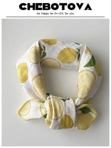 1条53x53厘米清新柠檬印花围巾，多功能头巾/领巾，适合日常使用 - 彩色 - 查看 5