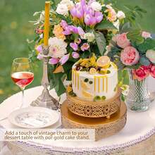 3pcss Golden 3-Tier Metal Cake Stand - Cake Stand Set Wedding, Dessert Table Decor, 3pcs Combination, Iron Art, Elegant And Decorative - Gold - View 4