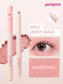 Peripera K-Beauty MOOD IN SHADE 眼影棒，附暈染刷頭，單色眼影筆，眼影、下眼線與眼袋筆，高光亮澤亮色筆，柔和自然暈染，輕盈順滑，日常妝容 - #P03 LOVEY WAVE - 查看 1
