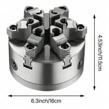 6-Jaw Lathe Chuck, 6 Inch (160 Mm), Self-Centering Chuck With D1-4 Cam Lock Backing Plate, 0.12-5.71 In (3-145 Mm) Clamping Range With T-Wrench Screws, HT300 Material, For Wood Metal Lathe - 銀色 - 查看 10