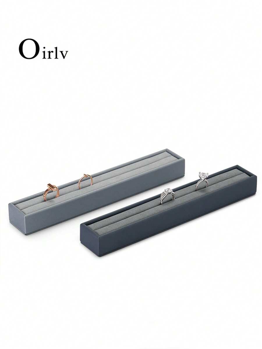 Oirlv 奢华蓝色皮革首饰戒指展示架，戒指收纳托盘，戒指展示支架