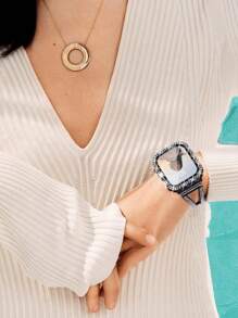 Compatible For Apple Watch Case With Tempered Glass Screen Protector, 5 Packs Double Bling Case Crystal Rhinestone Bumper Overall Hard PC Ultra Protective Cover, Compatible With Apple Watch 38/40/41/42/44/45/46/49mm, Series Ultra/SE/11/10/9/8/7/6/5/4/3/2/1