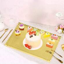 10PCS Scallop Edge Rectangle Paper Trays, Heavy Duty Disposable Golden Cardboard With Greaseproof Coating, Perfect For Elegant Dessert Table Serving Parties, Cupcake Display, Birthday Party, Wedding - Gold - View 9