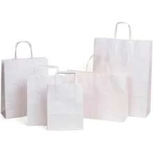 HOT BARGAINS 50 X Brown / White Paper Bags With Round Handles | Takeaway Carriers - White - View 4