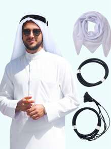 2Pcs/Set-Middle East Arab Dubai Saudi Jacquard Wave Pattern Large Size Men's Headband Headband, Hair Band Headband, Desert Headband, Dubai Arab Outdoor Square Scarf Men's Scarf Windproof Wrap Headband Square Scarf Headband!