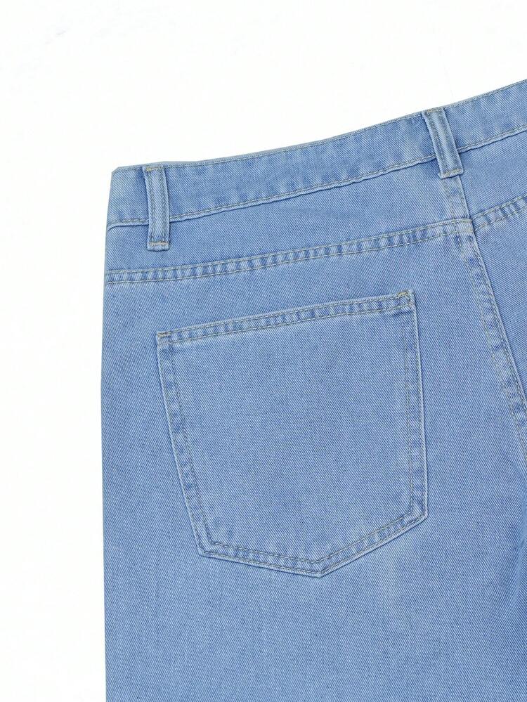 Men's Summer Fashion Rhinestone Decor Slant Pocket Denim Shorts - Light Wash - View 5