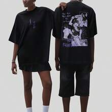 Behind Toji Fushiguro Oversized T-Shirt 100% Cotton - 黑色 - 查看 4