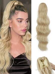 Ponytail Extension 22inch Long Curly Wavy Drawstring Ponytail Hair Breathable Hair Net Increase Comfort Made Of Synthetic Fiber Suitable For Women Daily Or Party Use