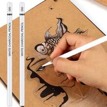 Brutfuner 6 Pcs White Sketch Charcoal Pencils -Professional Hight Quality Sketch Highlight White Charcoal Wooden Pencils For Artist Drawing, Sketching, Blending Back To School - 6 White Pencils - View 9