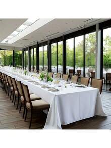 1 件装，大号长方形纯白色缎面涤纶桌布，适用于婚礼、派对和宴会 - 可机洗和手洗，可重复使用，派对装饰用品，适合长桌、多人派对、派对装饰 - 彩色 - 查看 9