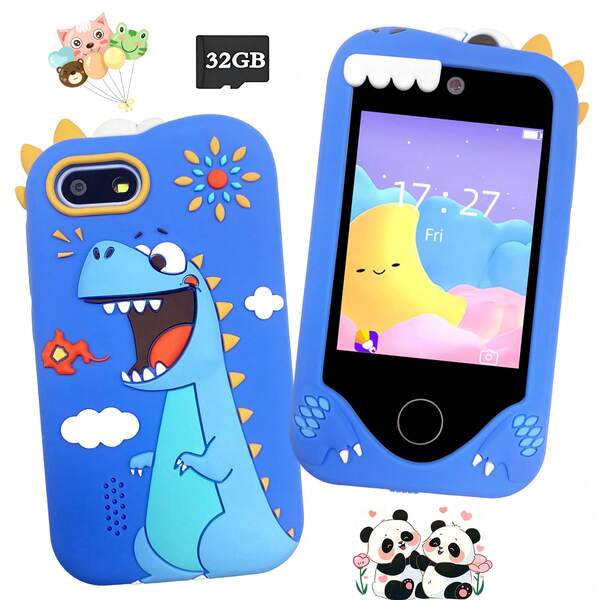 2025 Neues 2,8-Zoll-Touchscreen-Kindertelefon mit Doppelkamera, Lernspielen und Musik-Player, interaktives Spielzeug für Kleinkinder im Alter von 3–12 Jahren, bestes Weihnachts- und Geburtstagsgeschenk für Jungen und Mädchen (mit 32-GB-Karte)