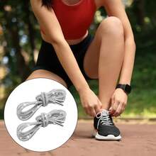 2条120厘米奢华水晶鞋带，圆形水晶鞋带/帽带，时尚闪亮，水晶抽绳运动鞋带，休闲鞋带 - 白色 - 查看 4