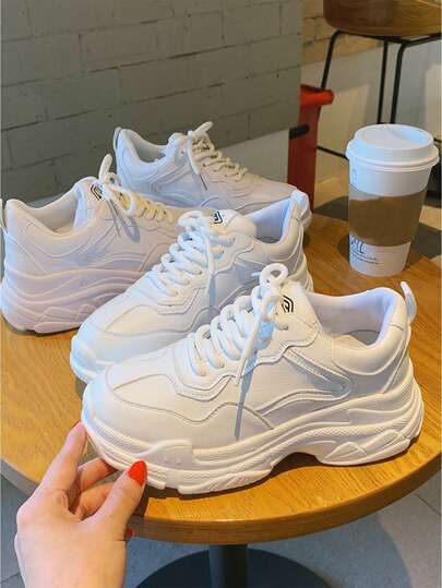 Zapatillas Gruesas para Mujer de casual blanco,Zapatillas casual cálidas de PU.Zapatos casuales para mujer de uso exterior, zapatillas de de moda, zapatos de patinaje para estudiantes, zapatos deportivos para mujer, zapatos de oficina, zapatos deportivos de exterior para mujer, zapatos a juego para ropa de yoga, zapatos de fiesta para mujer, Halloween