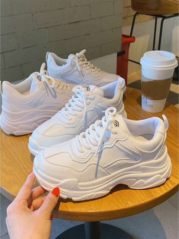 Zapatillas Gruesas para Mujer de casual blanco,Zapatillas casual cálidas de PU.Zapatos casuales para mujer de uso exterior, zapatillas de de moda, zapatos de patinaje para estudiantes, zapatos deportivos para mujer, zapatos de oficina, zapatos deportivos de exterior para mujer, zapatos a juego para ropa de yoga, zapatos de fiesta para mujer, Halloween