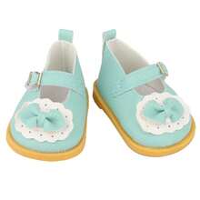 MSYO 1双14英寸美国娃娃鞋，可爱毛绒蝴蝶结皮鞋，时尚百搭公主休闲鞋，娃娃配件，适合作为小女孩的生日/节日/万圣节礼物 - 彩色 - 查看 19