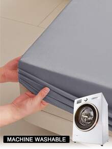 1 tấm ga trải giường chống thấm nước màu trơn, bộ ga trải giường thân thiện với da, vỏ nệm, ga trải giường mềm mại và thoải mái, tấm bảo vệ nệm, khăn trải giường cho phòng ngủ, vỏ nệm cho giấc ngủ thoải mái, phù hợp cho mọi mùa - Xám trung bình - Xem 11