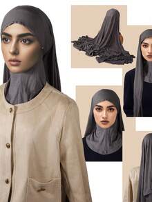 2pcs Women Breathable High Elasticity Modal Neckerchief &Turban Set - A - View 1