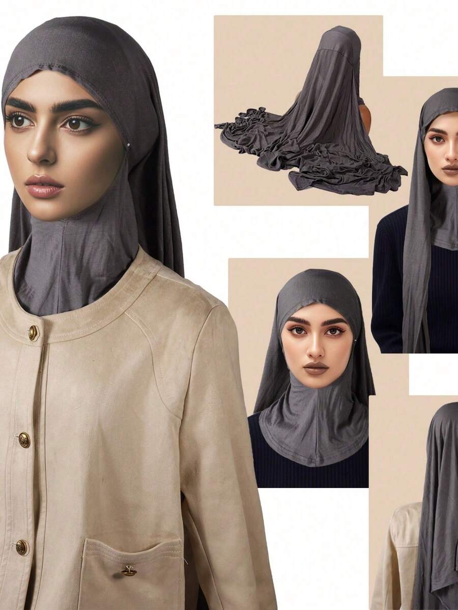 2pcs Women Breathable High Elasticity Modal Neckerchief &Turban Set - A - View 1