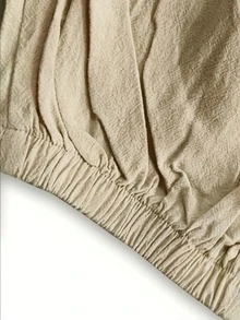 Quần ống rộng bằng vải lanh cho nam, quần harem rộng rãi thoải mái bằng vải lanh, quần ống rộng lửng, nhẹ nhàng cho mùa xuân và mùa thu. - Màu Khaki - Xem 5