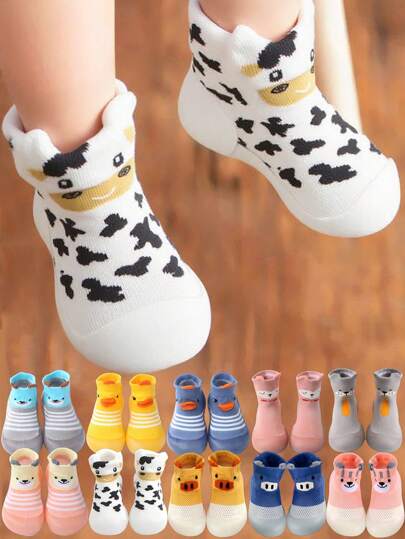 Calcetines antideslizantes para bebé niño y niña, calcetines de interior para caminar para bebés, calcetines elásticos transpirables y cálidos, protección de la suela y los dedos de los pies, calcetines para exteriores