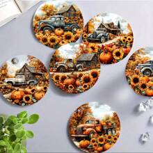 1 Set/4 Stück/6 Stück/300 Stück Herbst Kürbis Truck Muster Diatom Schlamm Untersetzer, Kaffee Untersetzer, Mehrzweck Dekorationen für Zuhause und Restaurant, Alltagsgeschenke, Tischdekoration, Alltagsdekoration, Themenparty Dekoration