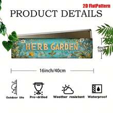 2D Flat - 1 Piece Vintage Vanilla Garden Metal Sign - 3.94 X 15.74inch , Rustic Wall Decor With Floral And Herb Illustrations, Home, Kitchen, Garage, Farm, Porch, Garden Decoration, Holiday And Party, Garden Sign |   Vintage Wall Art |   Durable Metal Sign, Garden Decoration Herb Garden