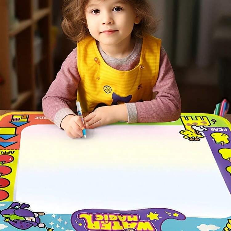 [Magical Watercolor Painting Mat] Portable Magical Watercolor Painting Mat | Reusable Water Canvas For Children 3-6 Years Old, Foldable And Portable Storage, Colorful Graffiti Canvas, Art Toy - Multicolor - View 2