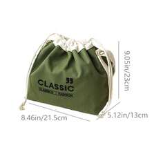 1pc Canvas Insulated Lunch Bag, Drawstring Closure Portable Tote Bag For Work, School, Picnic Lunch Container Lunch Box Picnic Bag For School Holiday Essential Summer Essentials - Multicolor - View 8