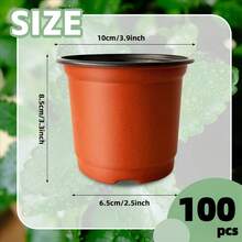 50个黑色塑料植物育苗盆 4英寸 种子育苗盆容器 - 紅色 - 查看 6