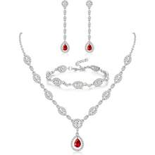 Milacolato Wedding Bridal Jewelry Set For Women Silver Prom Costume Jewelry Sets Rhinestone Crystal Teardrop Necklace Earrings Bracelet Bridesmaid Jewelry Accessories Blue Silver Red Rose Gold - 彩色 - 查看 15