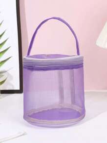 1pc Colorful Mesh Knitted Yarn Storage Bag, Yarn Organizer Suitable For Knitting & Crochet Projects Accessories, Easy To Carry (Purple, Pink, Green)