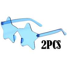 1-10副 - 无框五角星形眼镜，透明糖果色，派对眼镜，适合作为派对礼品，完美适用于泳池派对、海滩派对、夏季派对、生日派对、嘉年华、趣味活动或派对赠品（颜色随机）。