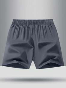 Tween Boys Breathable Loose Solid Color Elastic Waist Shorts, Sports Wear - Dark Grey - View 2